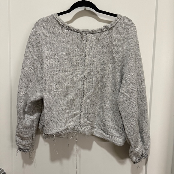 Free People Marled Distressed Slouchy Cropped Sweater M - Picture 6 of 6